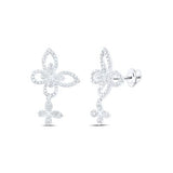 10K Yellow Gold Butterfly Dangling Earring 1/2 Ctw Dia White