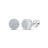 10K Yellow Gold Round Diamond Cluster Earrings 1/2 Cttw White