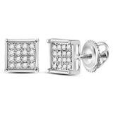 14K Yellow Gold Diamond Square Earrings 1/10 Cttw
