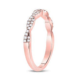 10K Gold Round Diamond Woven Twist Stackable Band Ring 1/4 Cttw