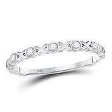 10K Gold Diamond Xoxo Love Stackable Band Ring 1/12 Cttw White