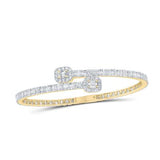 10K Gold Round Diamond Cuff Bangle Bracelet 3-1/5 Cttw