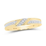 10K Yellow Gold Round Diamond Cluster Matching Wedding Ring Set 1/2 Cttw