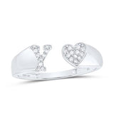 1/10Ctw-Dia Initial Y Ladies Heart Ring White