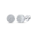 10K Yellow Gold Round Diamond Cluster Earrings 1/2 Cttw White