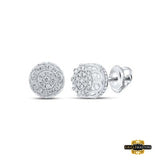 10K Yellow Gold Round Diamond Cluster Earrings 1/2 Cttw White