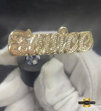 2 Finger Name Ring Full Yellow Rodium Cut