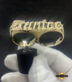 2 Finger Name Ring Full Yellow Rodium Cut
