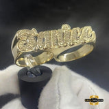 2 Finger Name Ring Full Yellow Rodium Cut