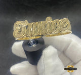 2 Finger Name Ring Full Yellow Rodium Cut