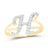 10k Gold Ladies Initial "H" Ring 1/4 CTW-DIA