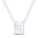 3/8Ctw-Dia Initial H Necklace - 18 Inch