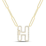 3/8Ctw-Dia Initial H Necklace - 18 Inch