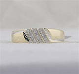 10k Gold Diamond Diagonal Triple Row Men's Wedding Band 1/8 CTTW