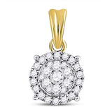 14k Gold Diamond Halo Cluster Pendant 1/2 CTTW