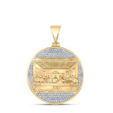 10k Gold Diamond Men's Last Supper Circle Pendant 1/2 CTTW
