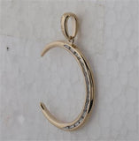 14k Gold Diamond Crescent Moon Pendant 1/6 CTTW