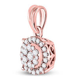 1k Gold Diamond Halo Cluster Pendant 1/4 CTTW