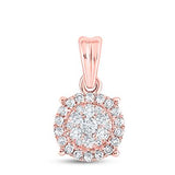 1k Gold Diamond Halo Cluster Pendant 1/4 CTTW