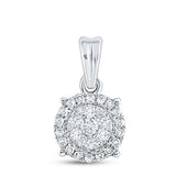 1k Gold Diamond Halo Cluster Pendant 1/4 CTTW