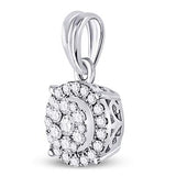 1k Gold Diamond Halo Cluster Pendant 1/4 CTTW