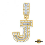 Sterling Silver Cubic Zirconia Initial J Pendant Yellow