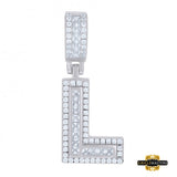 Sterling Silver Cubic Zirconia Initial L Pendant White