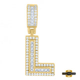 Sterling Silver Cubic Zirconia Initial L Pendant Yellow