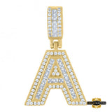 Sterling Silver Cz Initial A Pendant Yellow