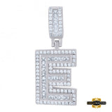 Sterling Silver Cz Initial E Pendant White