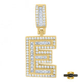 Sterling Silver Cz Initial E Pendant Yellow