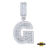 Sterling Silver Cz Initial G Pendant White