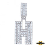 Sterling Silver Cz Initial H Pendant White