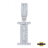 Sterling Silver Cz Initial I Pendant White