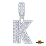 Sterling Silver Cubic Zirconia Initial K Pendant White