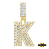 Sterling Silver Cubic Zirconia Initial K Pendant Yellow