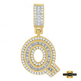 Sterling Silver Cz Initial Q Pendant Yellow
