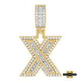 Sterling Silver Cz Initial X Pendant Yellow