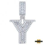 Sterling Silver Cz Initial Y Pendant White
