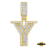 Sterling Silver Cz Initial Y Pendant Yellow
