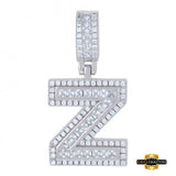 Sterling Silver Cz Initial Z Pendant White
