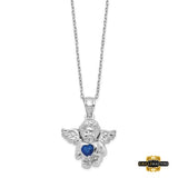 Sterling Silver Cz September Birthstone Angel Ash Holder 18In Necklace