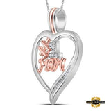 Sterling Silver Diamond #1 Mom Heart Pendant 1/10 Cttw
