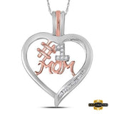 Sterling Silver Diamond #1 Mom Heart Pendant 1/10 Cttw