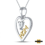 Sterling Silver Diamond Heart Mom Pendant .02 Cttw