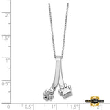 Sterling Silver Paw Print And Clover Ash Holder 18In Necklace