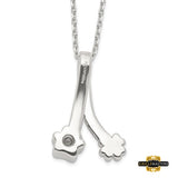 Sterling Silver Paw Print And Clover Ash Holder 18In Necklace