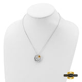 Sterling Silver Rhodium Antiqued Just A Dream Away Moon With Gold-Tone Accent Star Ash Holder 18