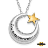 Sterling Silver Rhodium Antiqued Just A Dream Away Moon With Gold-Tone Accent Star Ash Holder 18
