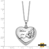 Sterling Silver Rhodium-Plated And Antiqued Mother Of An Angel Heart Ash Holder 18 Inch Necklace